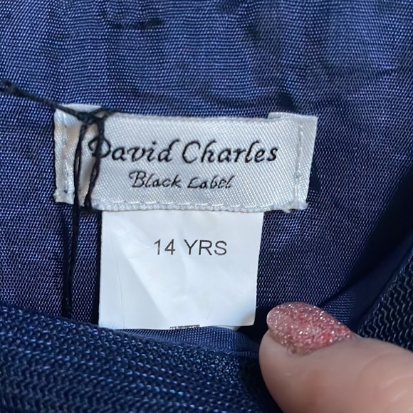 David Charles Black Label Girls Navy Dress - Picture 3 of 6
